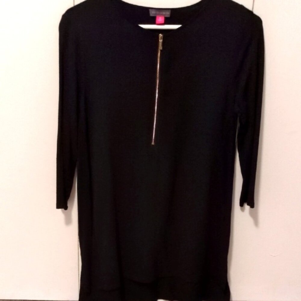 Vince Camuto Black Top With Gold Zipper